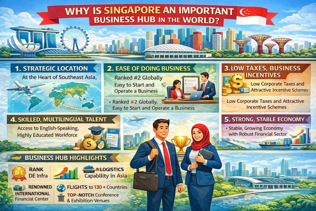 Why is Singapore an important business hub in the world
